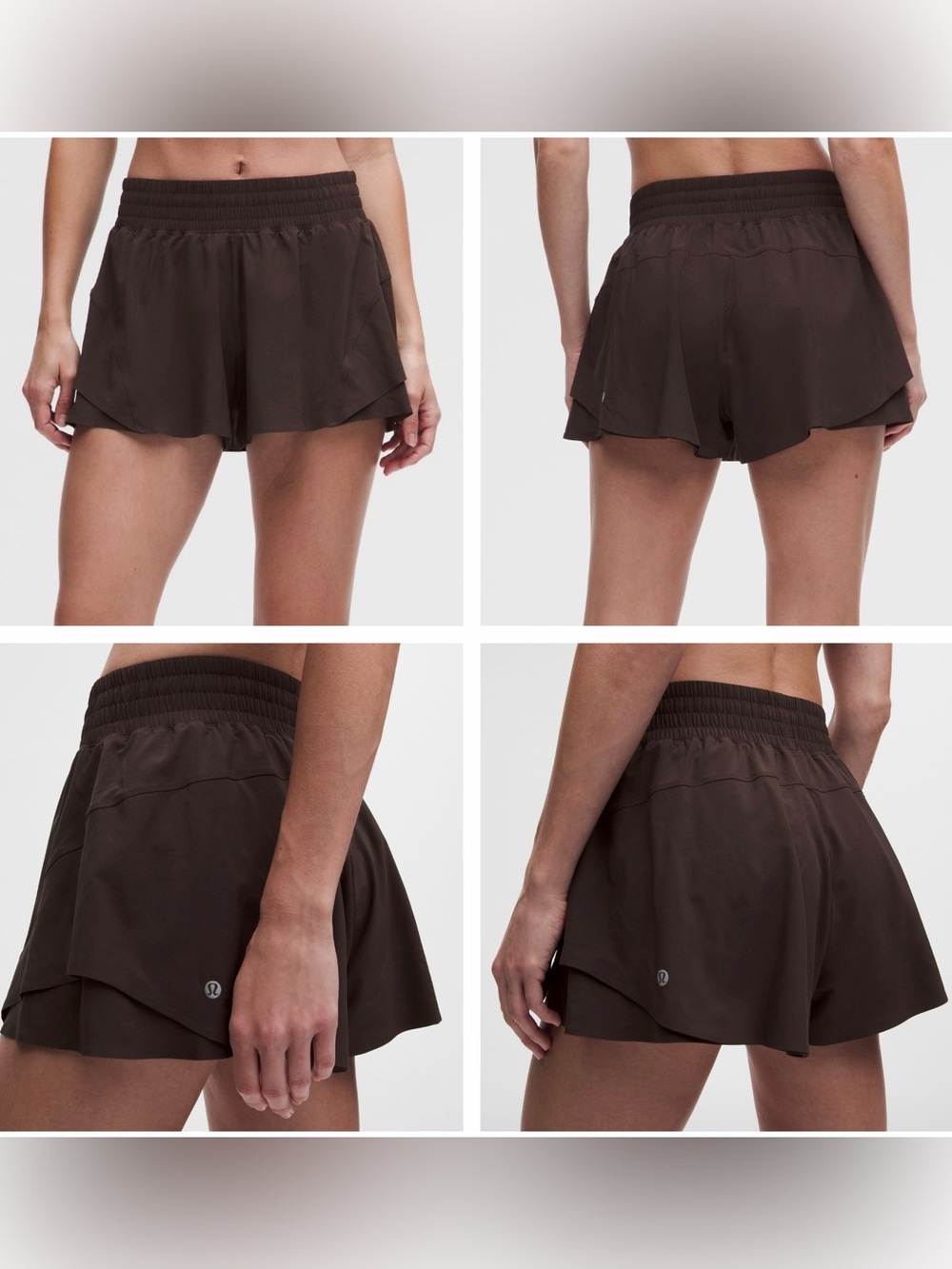 lululemon athletica Brown Smocked-Waist Athletic Shorts